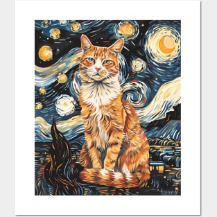 Cat Starry Night Cosmic Dreams Posters and Art